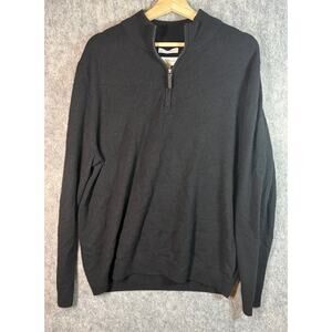 John W Nordstrom Italian Cashmere Black XL 1/4 Zip Pullover Sweater